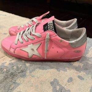 Golden Goose Pink and White Superstar sneakers